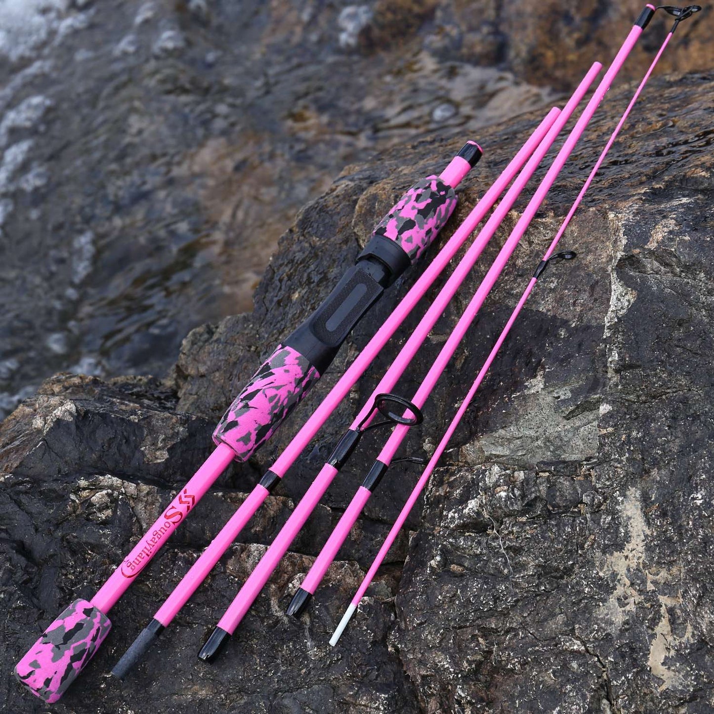 Sougayilang 5 Section Spinning Casting Rods 1.7m Ultralight Weight Carbon Fiber Fishing Rod for Travel Freshwater Fishing Pesca