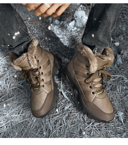 Men Winter Snow Boots Super Warm Men Hiking Boots High Quality Waterproof Leather High Top Big Size Men's Boots Outdoor Sneakers