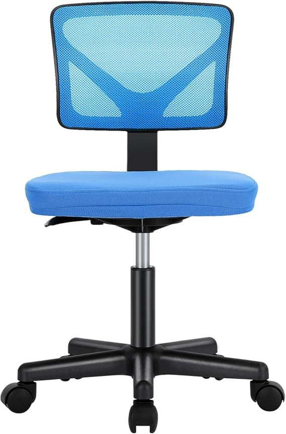 Cadeira de Escritório Ergonômica Giratória com Encosto Baixo, Rodas e Assento Confortável Sem Braços