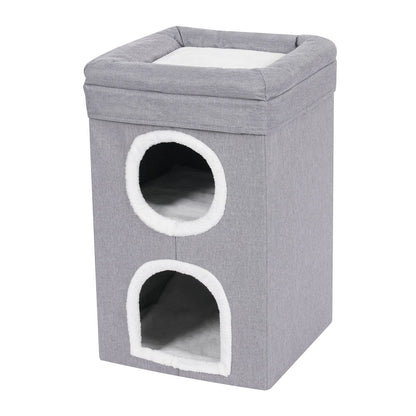 Casa para Gatos, Cama Interna para Gatos, Apartamento Moderno e Fofo para Gatos, Ninho Dobrável para Gatos - Cinza?para Uso Doméstico, Pet Shop