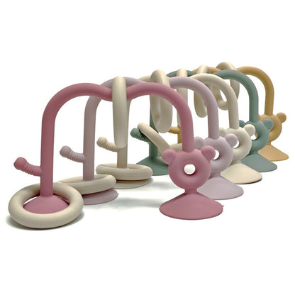 Brinquedos de contas labirinto para bebês, brinquedo de silicone visual para mastigar e moer, brinquedos educativos de contas labirinto com ventosa para a primeira infância