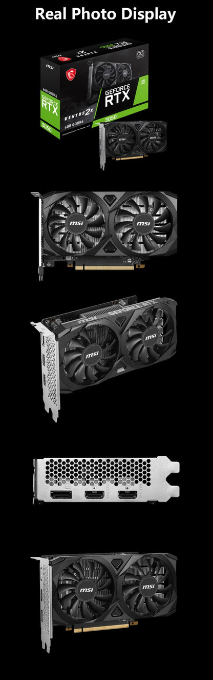 Placa de Vídeo MSI GeForce RTX 3050 VENTUS 2X 6G OC para Jogos 6GB GDDR6 96-bit HDMI DP PCI-E 4.0x8 Desktop Nova Placa de Vídeo para Jogos