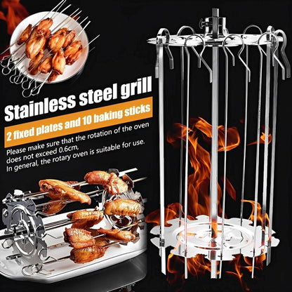 Oven Grill Cage Stainless Steel Meat Skewer Cage Heat-Resistant BBQ Roaster Non-Stick Kebab Maker Machine Meat Rotisserie Skewer