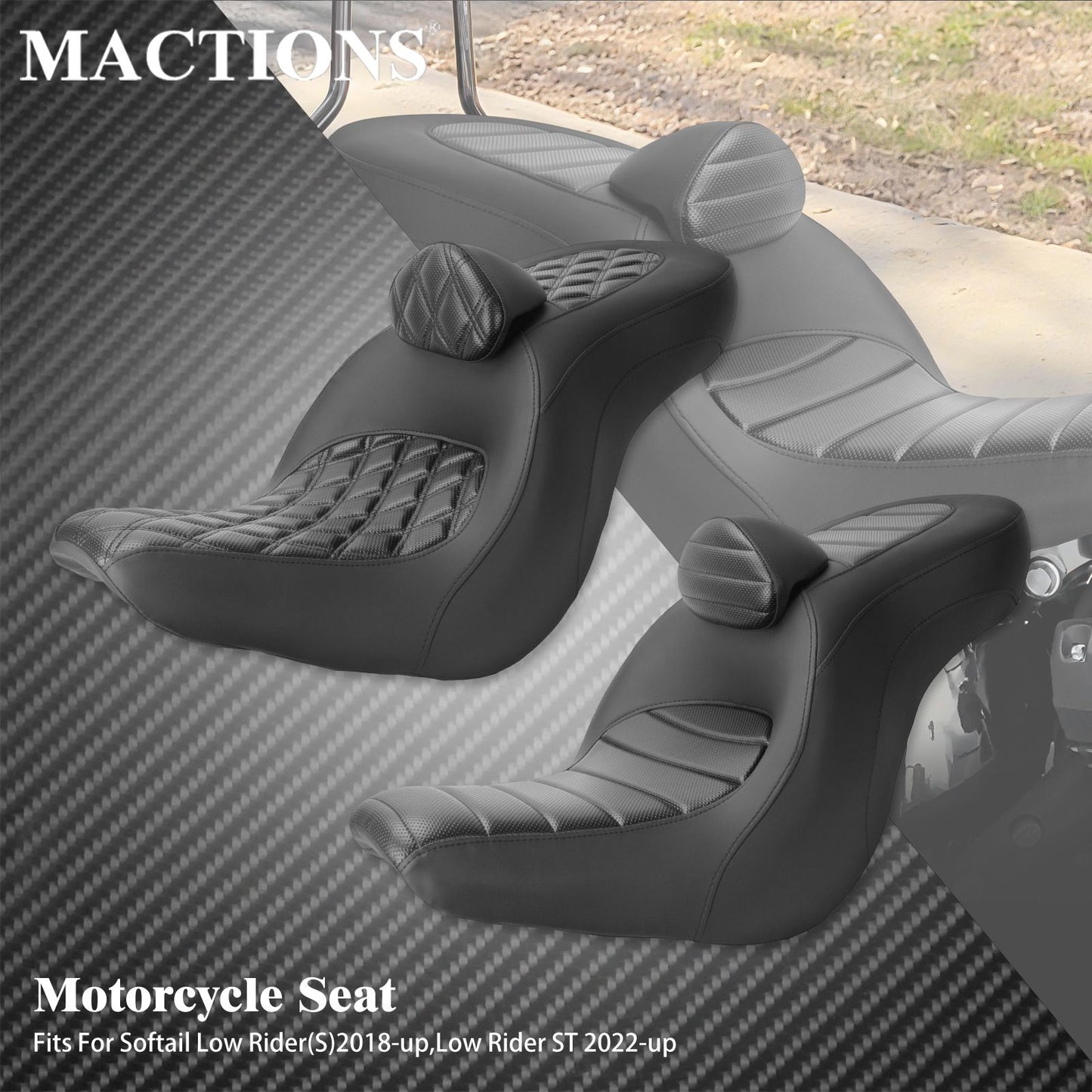 Assento de passageiro do condutor da motocicleta Almofada de assento duplo com encosto para Harley Softail Low Rider ST Sport Glide 2018-2024
