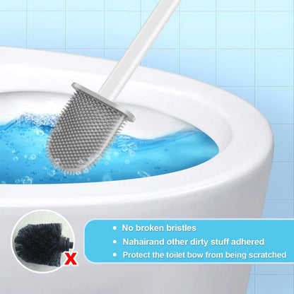 Deep-Cleaning Silicone Toilet Bowl Brush Long Handle Silicone Toilet Brush for Home Dormitory Bathroom Accessories