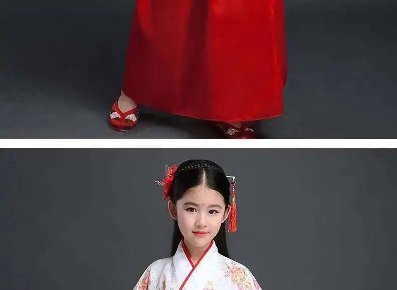 Hanfu Chinese Costume Girls Children Kimono Traditional Vintage Ethnic Fan Students Dance Halloween Japanese Yukata Kimono Style