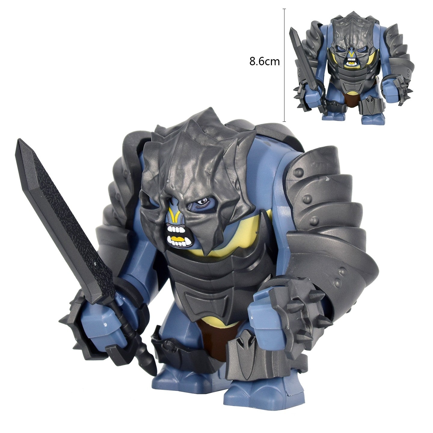 Medieval Cave Troll Building Blocks Weathered Rust Armor Rich Accessories Large Posable Brick Figure Fantasy Collectible Toy