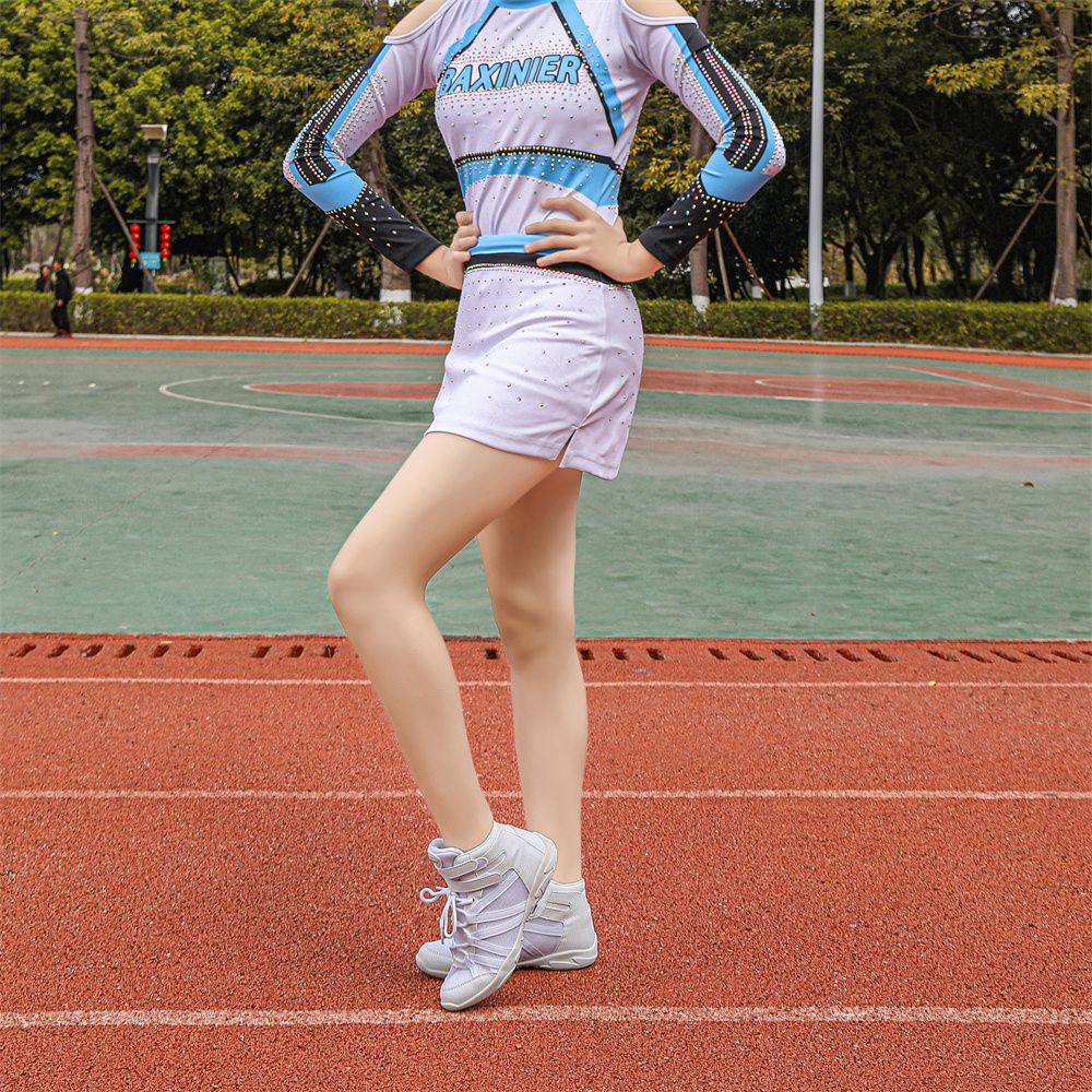 BAXINIER Girls White High Top Cheerleading Shoes Lightweight Youth Cheer Competition Sneakers Training Dance Tennis Shoes