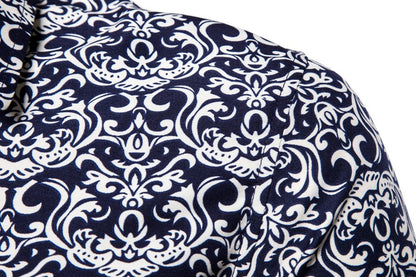 Summer New Men's Short Sleeved Shirt Thin Collar Hawaiian Style Floral Shirt Vacation Series Men's Shirt