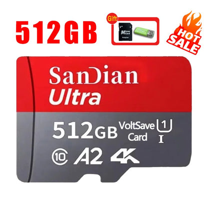 Cartão SD de alta capacidade 512 GB 256 GB Micro TF Cartão Flash 1 TB 2 TB Cartão de Memória Resistente Classe 10 Cartões SD Rápidos Para Telefone PC Tablet