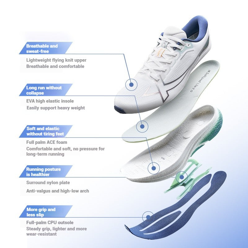 Xtep 2000km Plus Running Shoes 2025 New Spring Lightweight Anti-slip Wear-Resistant Men's Training Jogging Sneakers 875319110001