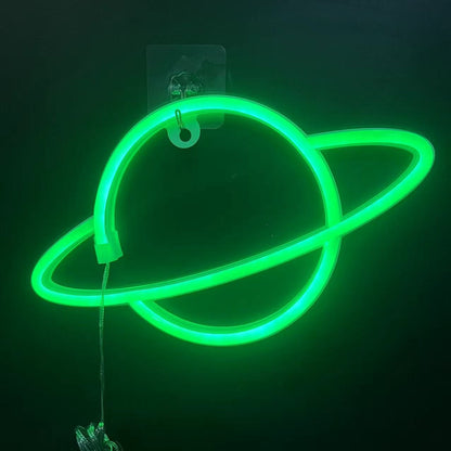 Neon Sign Alien Face Shaped Wall Hanging Lights for Home Game Room Saucerman  Plant LED Night Lamps Xmas Party Holiday Art Decor