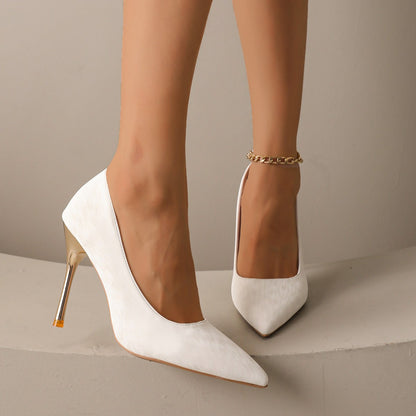 Women 10Cm Pointed Toe High Heels White Red Lady Wedding Bridal pumps Sexy fashion girl Prom Shoes Classic Black Office Shoes