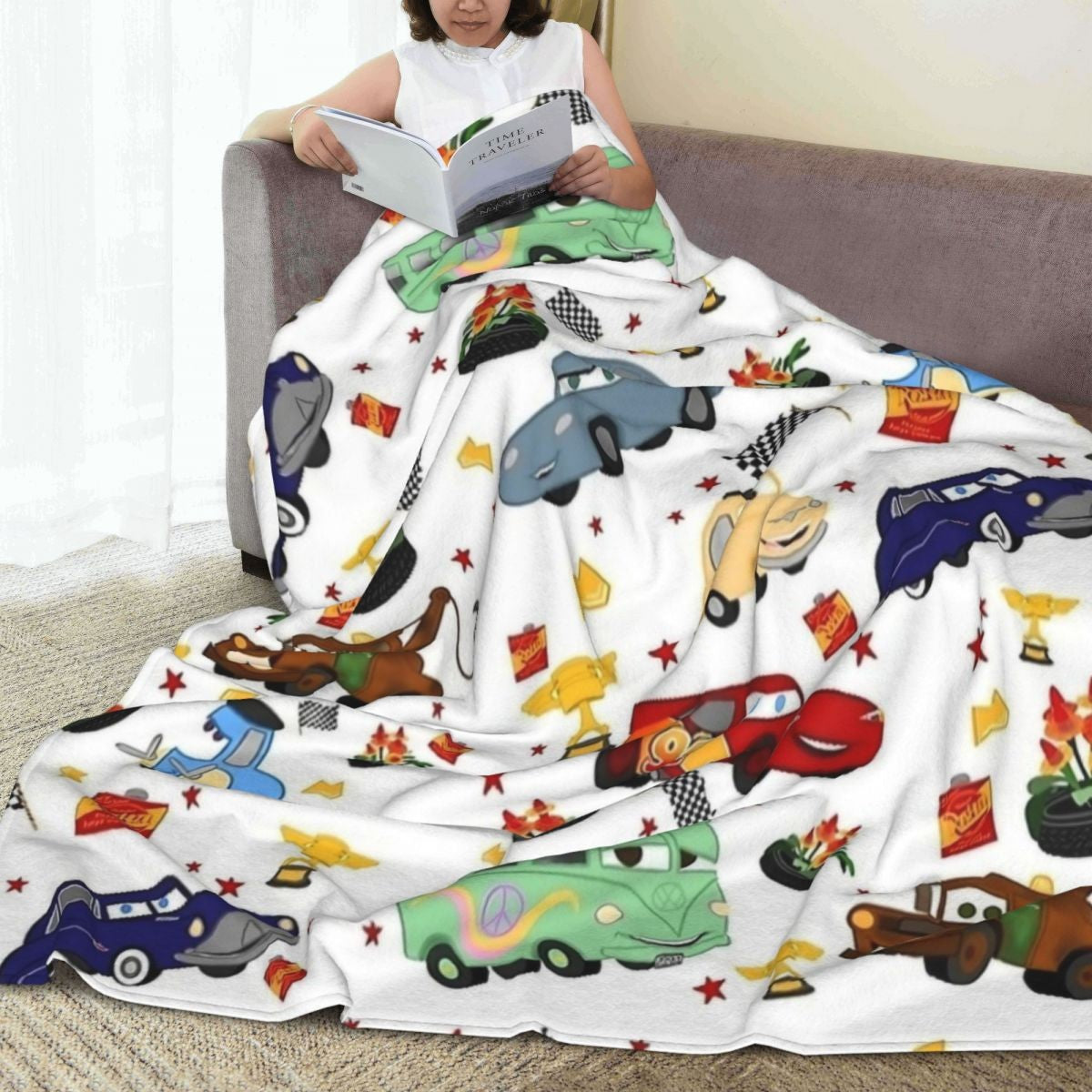 Cobertor Carros Relâmpago McQueen "A Vida É Uma Estrada" Cobertor Aveludado Respirável Super Quente para Cama Sofá Manta Fina de Pelúcia