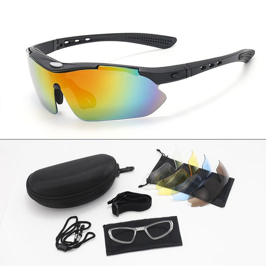 New 5 Lens Set Polarized Tactical Goggles Men Outdoor Sports Windproof Dustproof Climbing Glasses Safety Protective Glasses