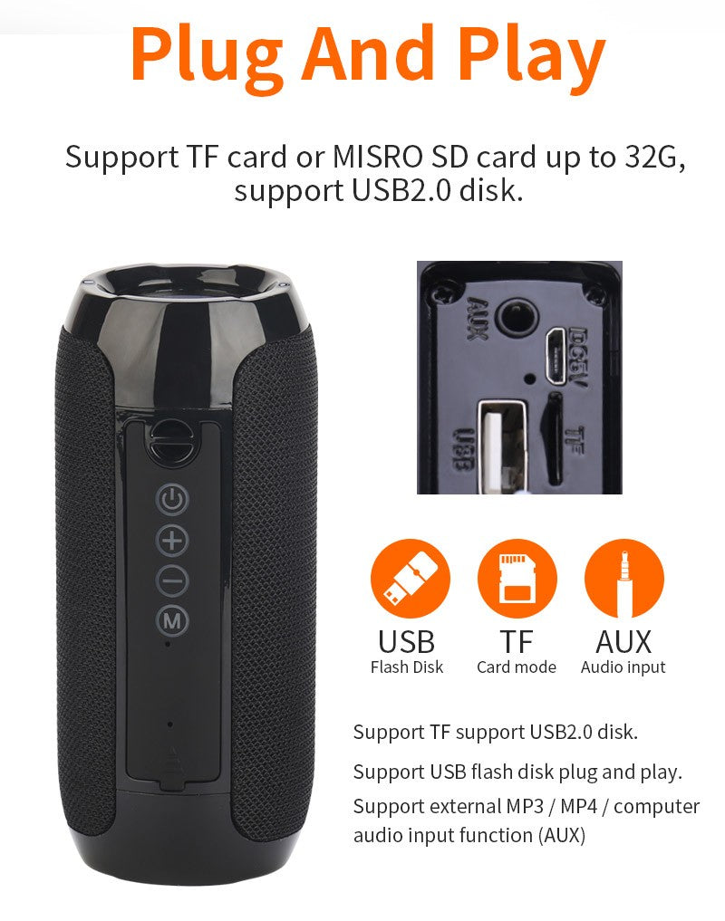 Caixa De Som Bluetooth Portátil Sem Fio Alto-falante Música Subwoofer Rádio FM Áudio Bluetooth Chamada Viva-voz Baffe