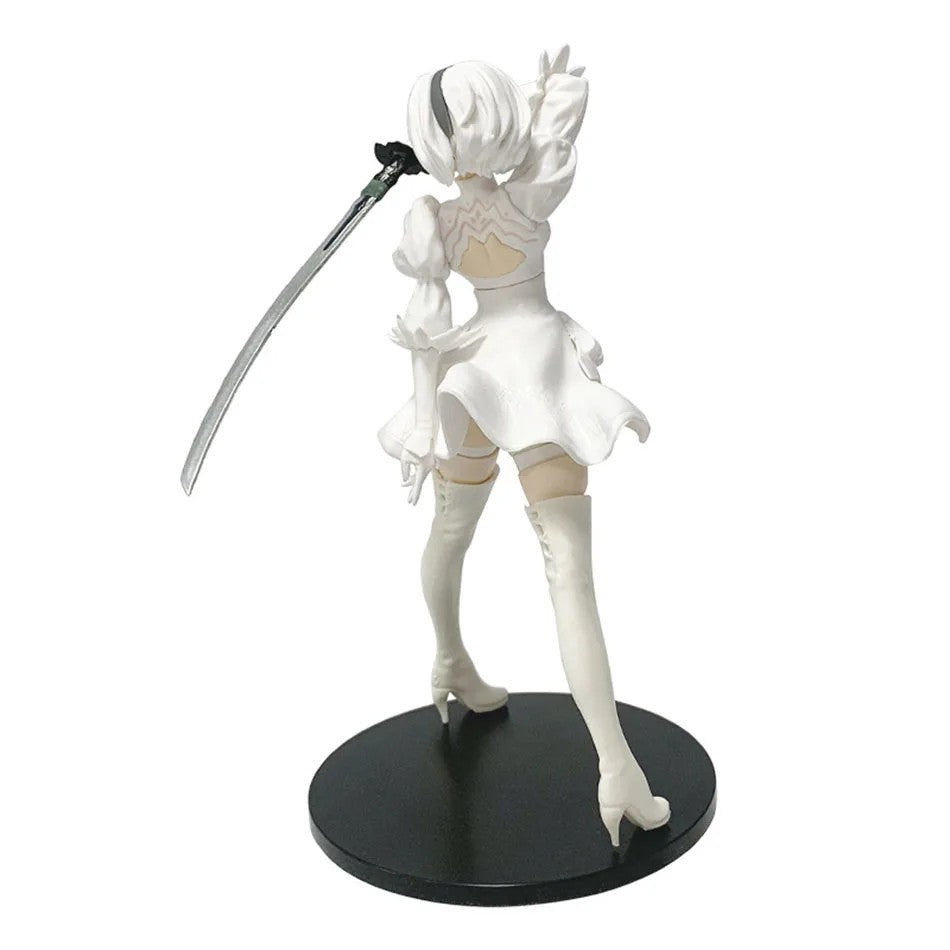 Figura de Anime Yorha 2B Quente de 18CM Série Preto e Branco PVC Colecionável Boneco de Ação Estatueta de Presente