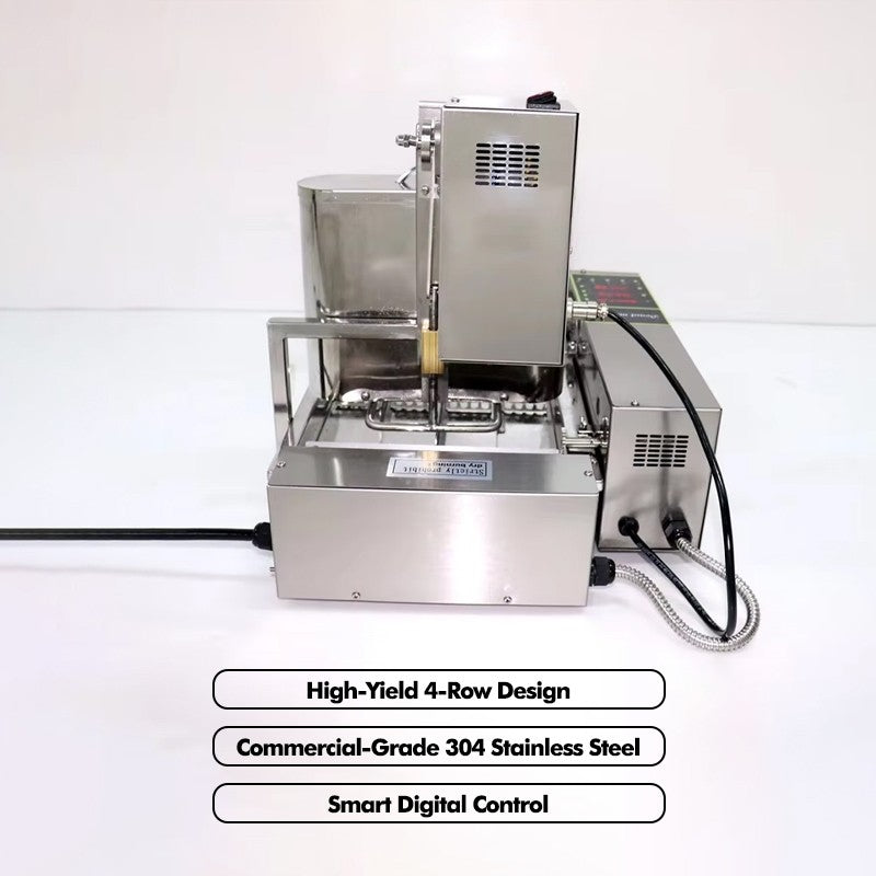 800-1000Peças/H Donuts 2000W Aquecimento Elétrico com Controle por Computador Máquina Automática de Fazer Rosquinhas de 4 Fileiras Máquina de Fazer Rosquinhas Automática 110V