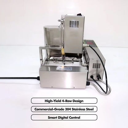 800-1000Peças/H Donuts 2000W Aquecimento Elétrico com Controle por Computador Máquina Automática de Fazer Rosquinhas de 4 Fileiras Máquina de Fazer Rosquinhas Automática 110V