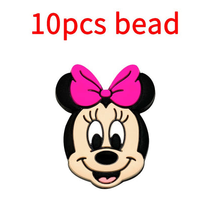 10pcs Mickey Minnie Silicone Pacifier Clips Food Grade Teethers For Baby DIY Baby Soother Nursing Pacifier Chain Accessories