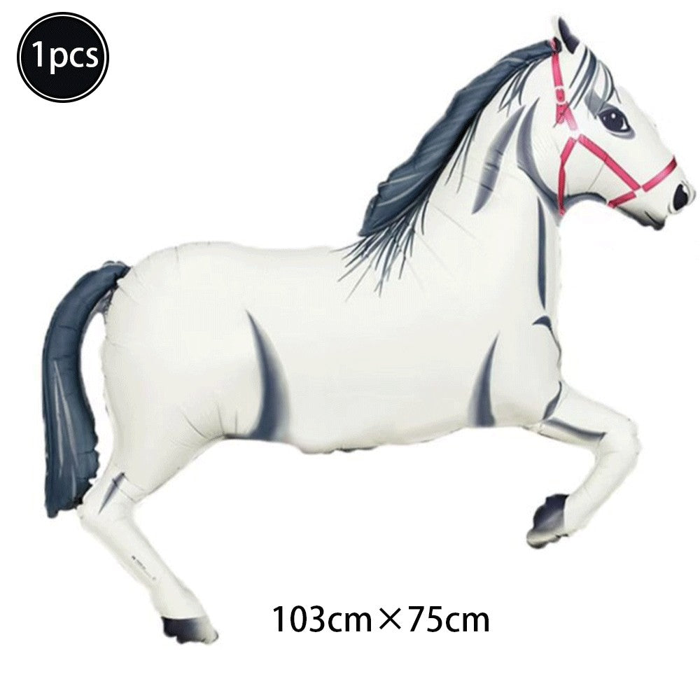 1pc Oversized Horse Balloon Cowboy Giant Horse Aluminum Film Balloon Farm Animal Horse Theme Birthday Party Decoration Kids Toys