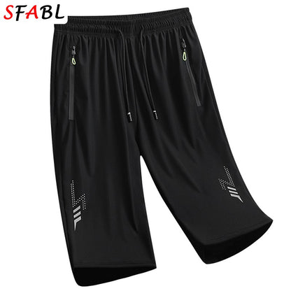 Quick Dry Shorts Men Summer Thin Short Pants Running Sports Bottom Gym Fitness Beach Zipper Pocket Loose Short Sweatpants Men