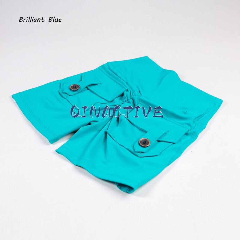 QINACTIVE Yoga Shorts for Women Pocket Scrunched Butt Gym Leggings High Waist Push Up Tights Sexy Booty Sports Shorts Fitness
