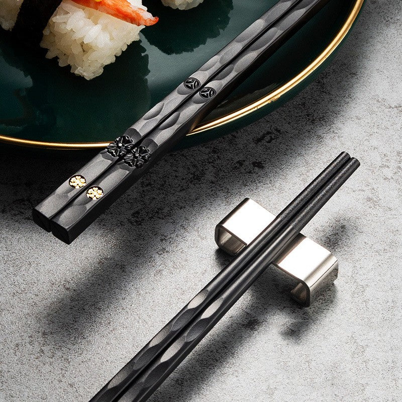 5 Pares de Hashis Japoneses Chineses para Comer Sushi Reutilizáveis de Metal Coreano Conjunto de Talheres Saudáveis