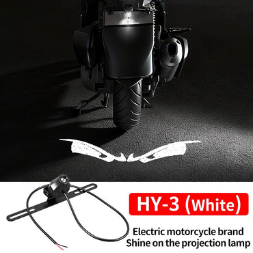 Motorcycle and electric vehicle projection light devil's eye high-definition LED license plate light anti rear end collision mod