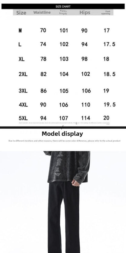 Cleanfit Extended Length Men's Jeans High Waist Slim Straight Leg Micro Flared Pants Bla Knife  Faionable Tall Size