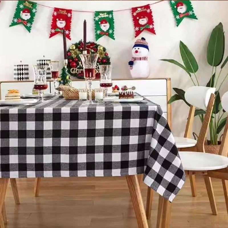 Christmas Checkered Square Tablecloth Kitchen, Wedding Party, Holiday Dining Table Decoration Tablecloth