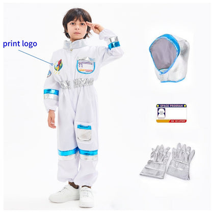 Halloween Astronaut Cosplay Costume Kids Boy Girl Jumpsuit Cartoon Space Party Spaceman Outfit White Spacesuit Bodysuit Clothing