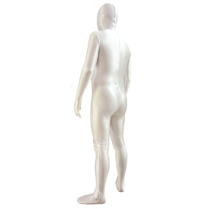 Woman Men Bodysuits Black/Pink/Green/Gray/White Shiny Glossy One Piece Spandex Jumpsuit Back Zipper Rompers Zentai Suit