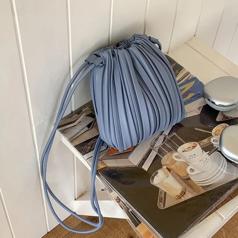 Summer Fashion New Crossbody Bag Women's PU Single Shoulder Mini Bag Luxury Versatile Pleated Casual Small Square Bag Handbags