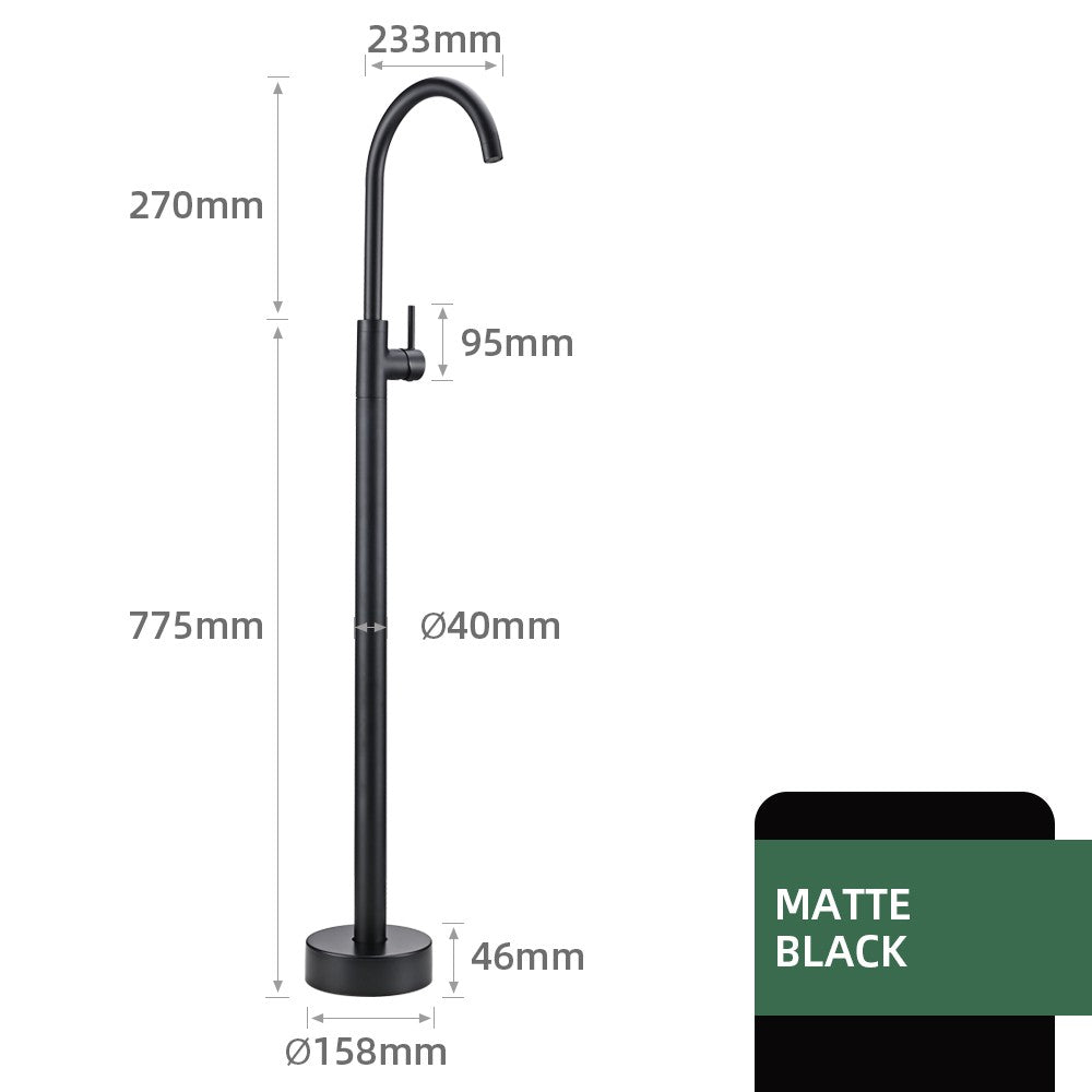 Bathroom Bathtub Floor Stand Faucet Rose Gold Mixer Single Handle Tap 360 Rotation Spout With Brass Hand Hot &Cold Water Shower