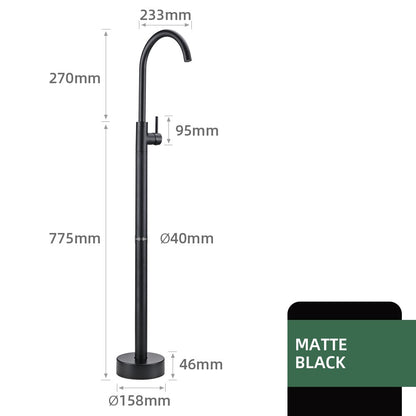 Bathroom Bathtub Floor Stand Faucet Rose Gold Mixer Single Handle Tap 360 Rotation Spout With Brass Hand Hot &Cold Water Shower