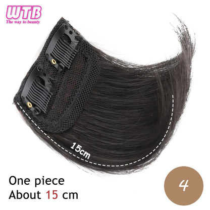 Almofadas de cabelo sintéticas invisíveis sem costura, clipe de uma peça com 2 clipes, aumentam o volume do cabelo, extensões de cabelo, aplique de cobertura superior lateral