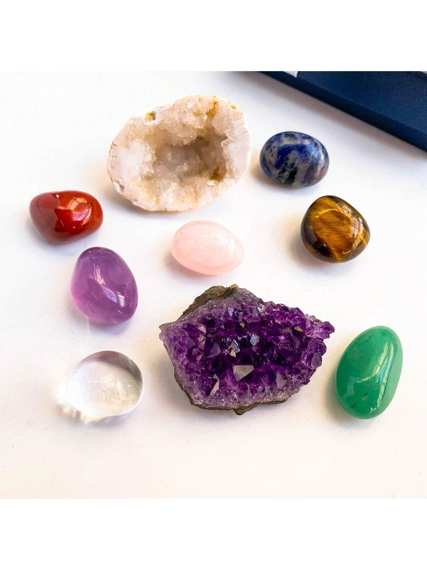 1box Natural Crystal Chakra Set - Amethyst Cluster Agate Cave Selenite Gift Set - Crystal Furniture Decoration Christmas Thanksg