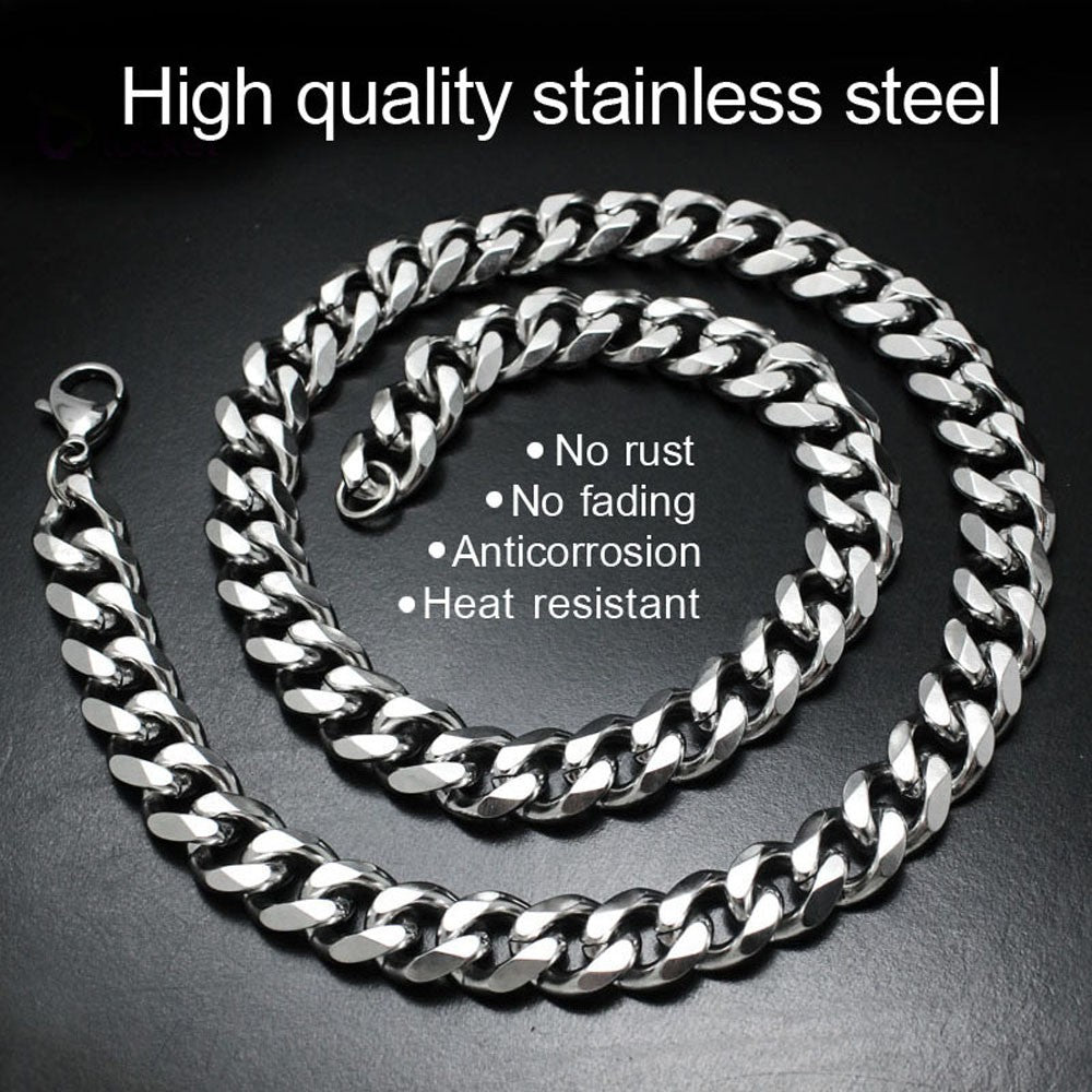 Corrente Masculina Cuban Link Tamanho 3.6/5/6/7/8/9mm Colar Punk Masculino de Aço Inoxidável Joias Masculinas da Moda Presentes para Homens