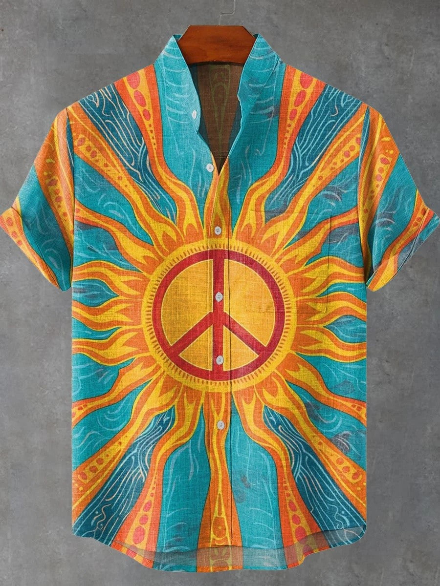 New Men's Summer Fashion Printed Linen Comfortable Short Sleeve Shirt 3D Art Shirt Fast Shipping