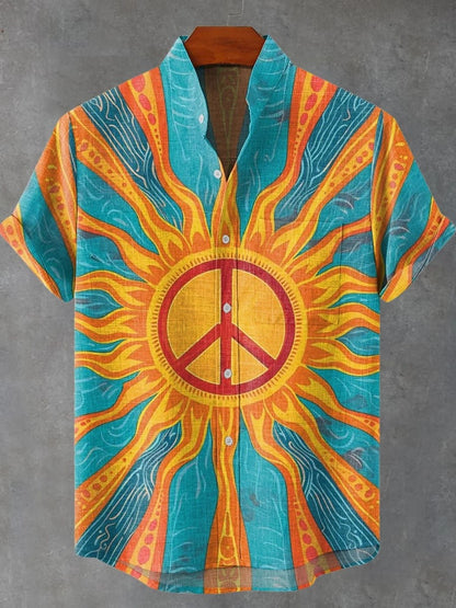 New Men's Summer Fashion Printed Linen Comfortable Short Sleeve Shirt 3D Art Shirt Fast Shipping