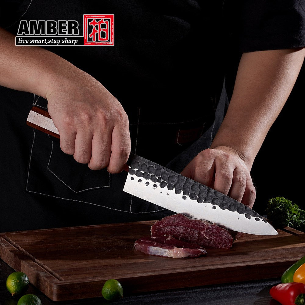 Amber 1-5pcs Kitchen Knives Set 3 Layers AUS-10 Steel Chef Knife Professional Japanese Knife Cooking African Mkuruti Handle