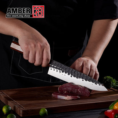Amber 1-5pcs Kitchen Knives Set 3 Layers AUS-10 Steel Chef Knife Professional Japanese Knife Cooking African Mkuruti Handle