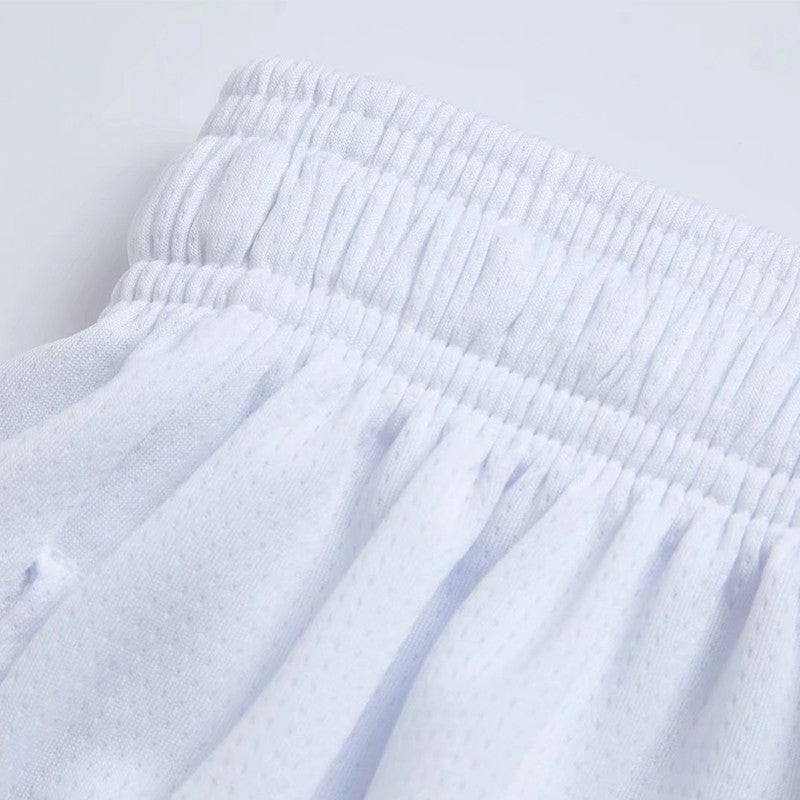 Knee Length Basketball Shorts Men Striped Loose Running Sport Gym Dry Fit Mesh Breathable Fitness Training Workout Bottom Male