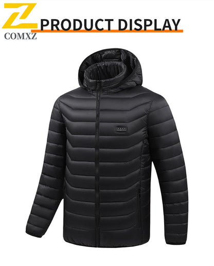 Intelligent Electric Heated Jacket Men Winter Warm Parka 3 Modes Adjustable Anti-Cold Ski Outdoor Camping Hiking Thermal Coat