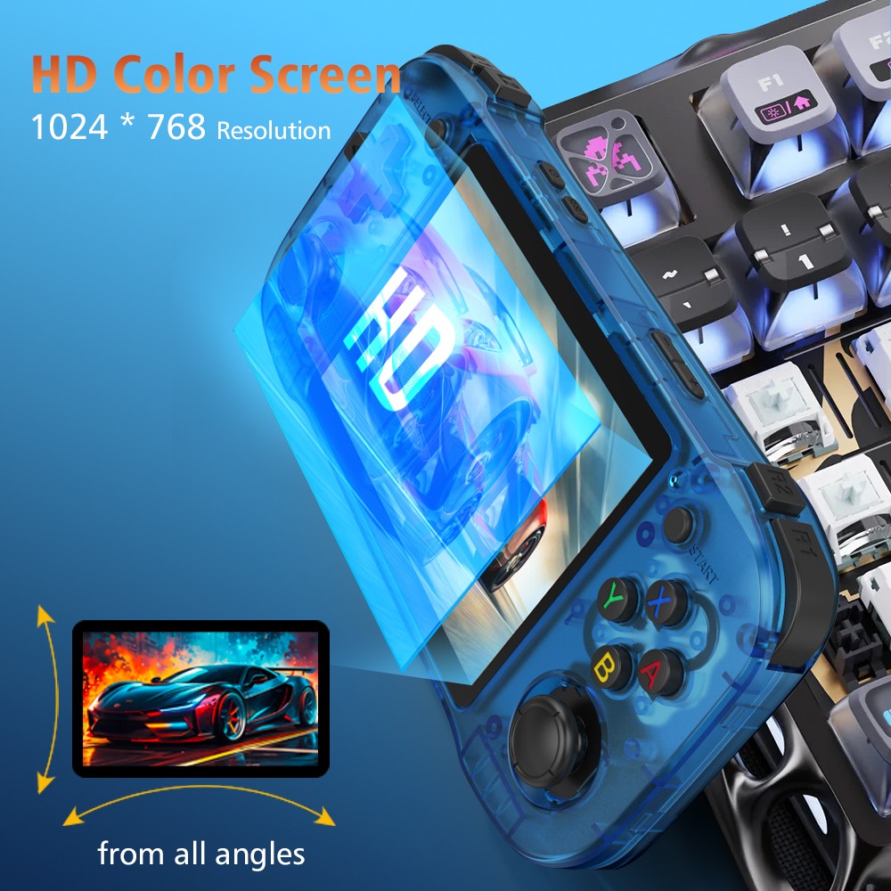 BOYHOM  Handheld Retro Game Console 4.2 Inch HD IPS Screen  Portable Video Player