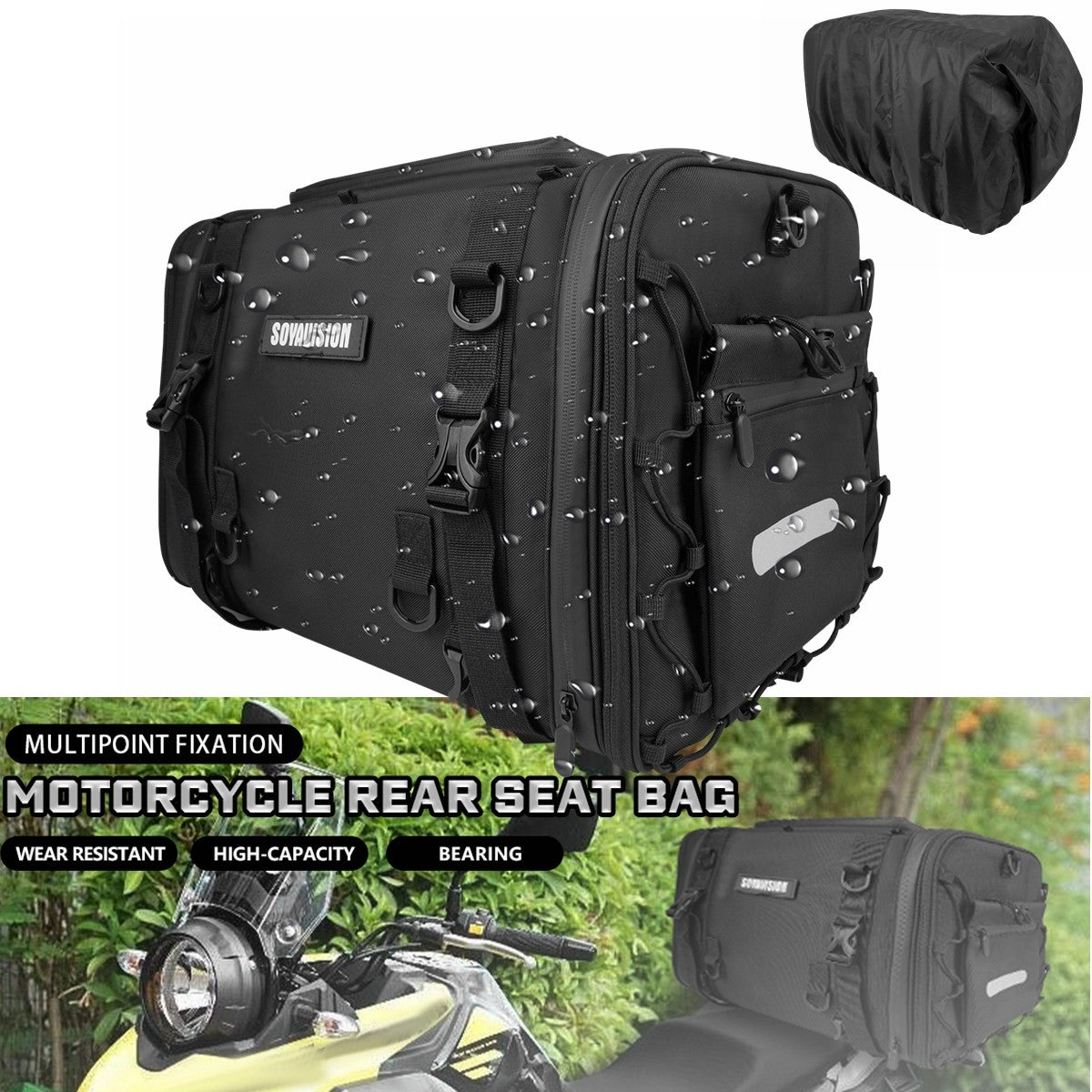 Motorcycle Tail Bag Waterproof 20L-60L Expandable Back Seat Saddle Bag Luggage Pannier Motorcycle Accessories Rider Backpack