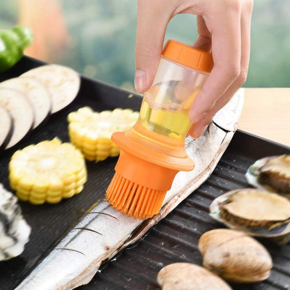 Silicone Pressing Oil Bottle Brush with Lid Baking Sauce Bottle Salad Dressing Bottle Barbecue Sauce Brush Oil Brush Tool