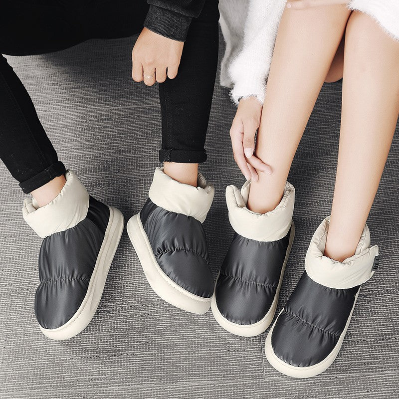 Outdoor Plush Warm Men's Snow Boots Winter Couple Cotton Shoes Down Non-Slip Waterproof Fashion Kids Shoes Slip on Soft Sneakers