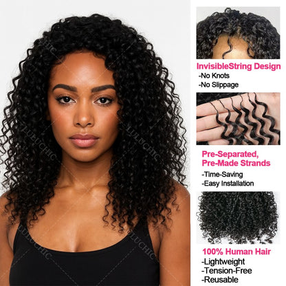 Cabelo Humano Crespo Cacheado Crochê Pequenas Espirais Invisíveis 12A Sem Nós Pré-Separado Kinky Curly Feather Crochet Hair Extensions em Promoção